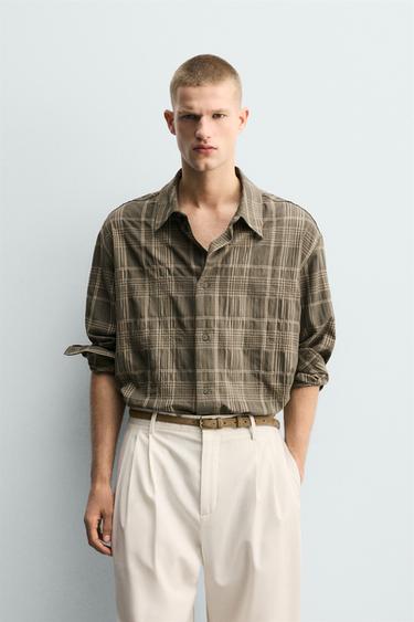 FLOWING CHECK SHIRT - Khaki by Zara