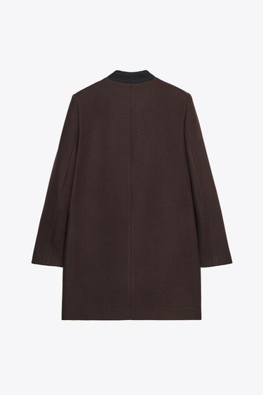 MANTEAU SANS COL ÉPAULETTES - Marron de Zara - Image 5