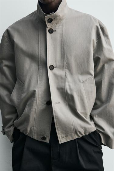 BLOUSON COUPE DÉCONTRACTÉE À CARREAUX TEXTURÉS - Gris de Zara - Image 6