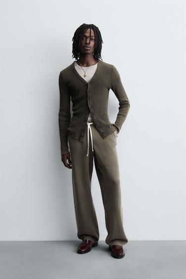 TEXTURED KNIT TROUSERS - Tobacco by Zara - Image 0