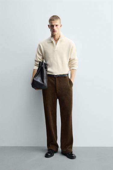 WIDE-LEG CORDUROY TROUSERS - Brown by Zara