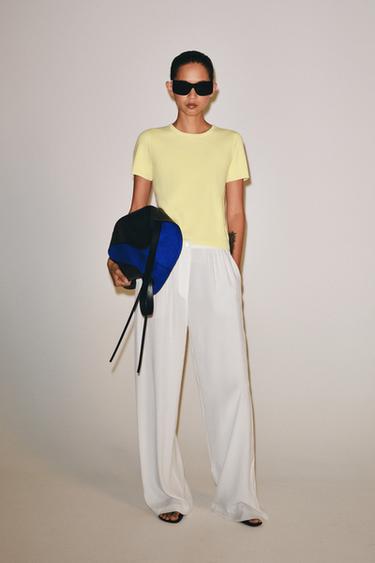 SHORT SLEEVE KNIT TOP - Light yellow by Zara - Image 0