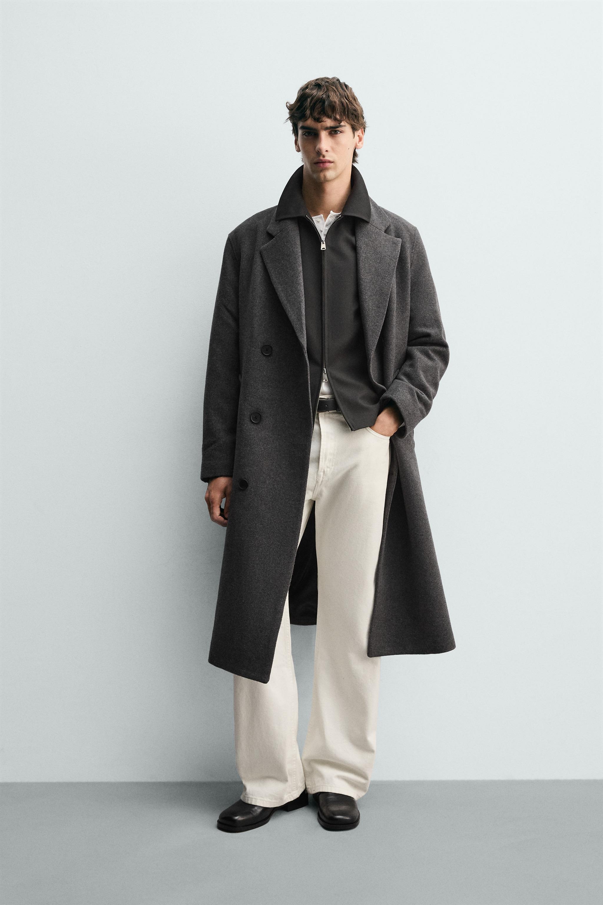 MANTEAU CROISÉ AVEC LAINE ET CEINTURE
