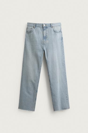 IRREGULAR HEM STRAIGHT-LEG JEANS - Light blue by Zara