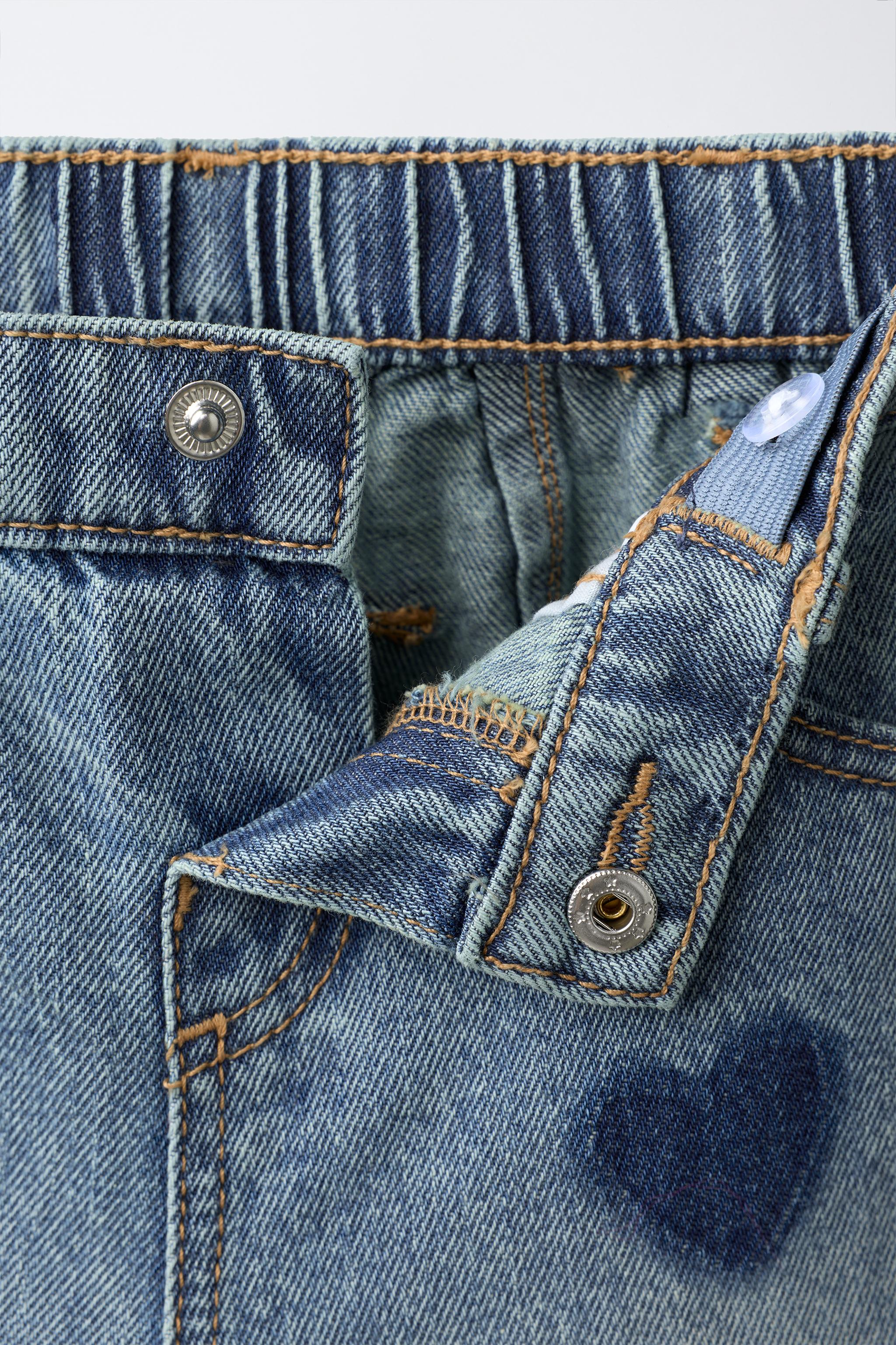HEART PRINT BARREL JEANS