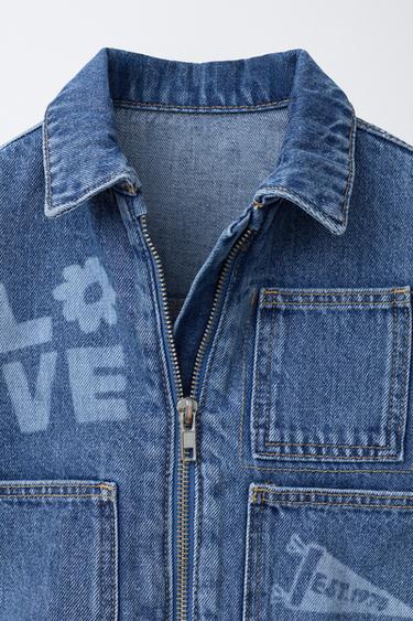 VESTE EN JEAN IMPRIMÉE - Bleu moyen de Zara - Image 2