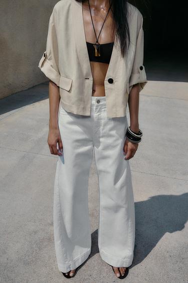 Zara TURN-UP SLEEVE JACKET - Sand - Image 0