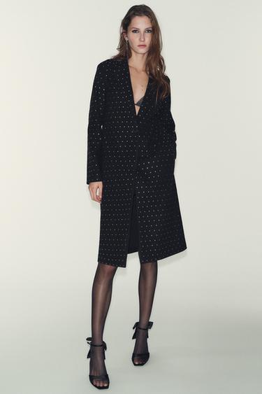 Zara 柔軟亮片大衣 - 黑色