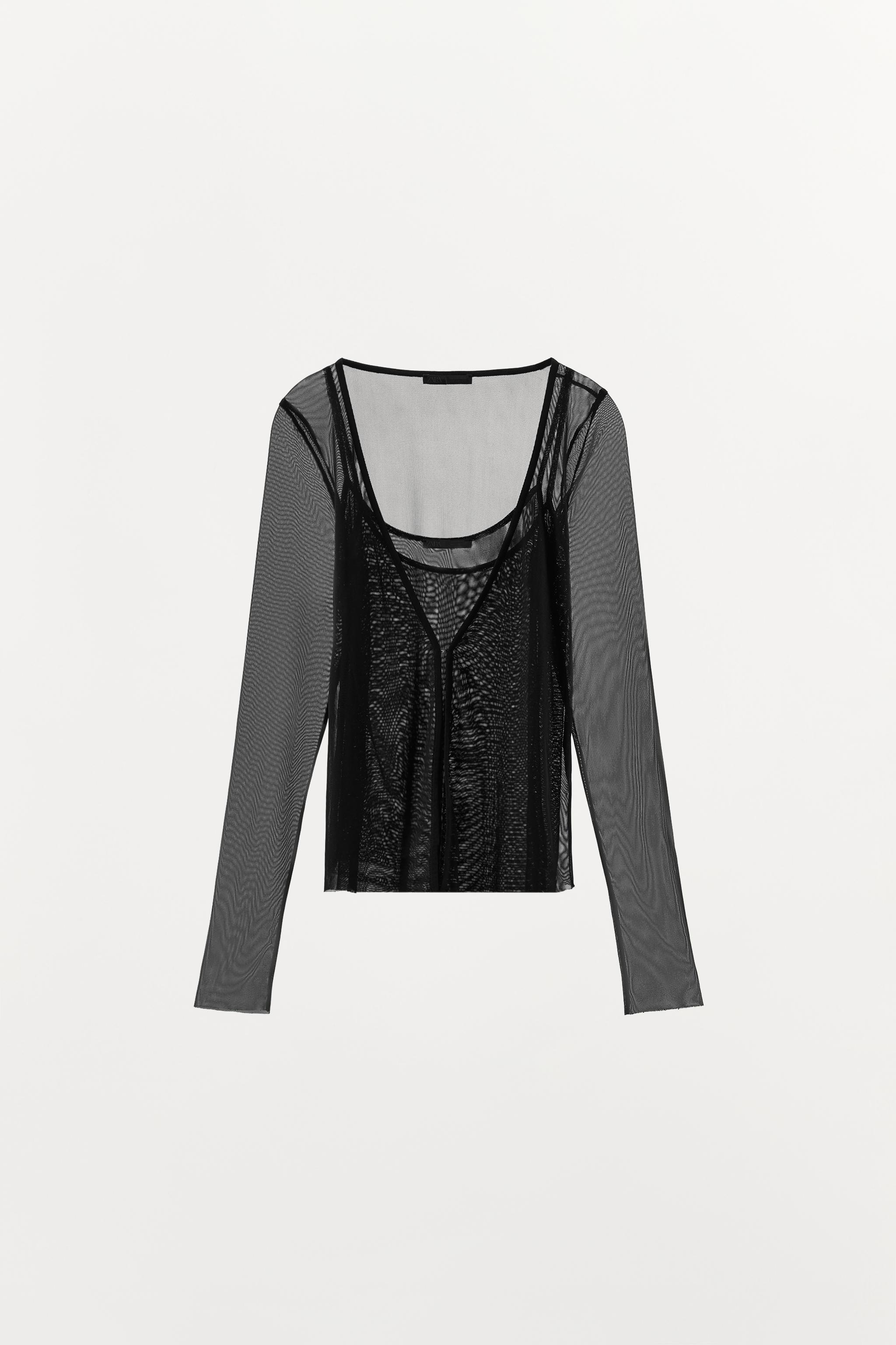 Женские куртки Zara DOUBLE-LAYER TULLE JACKET-STYLE TOP — фото 6