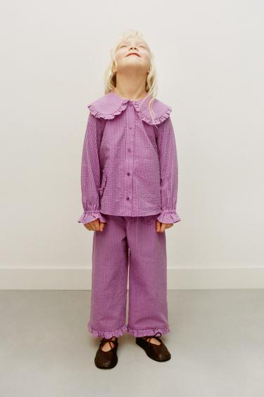 Zara 愛心條紋襯衫 - 淡紫色