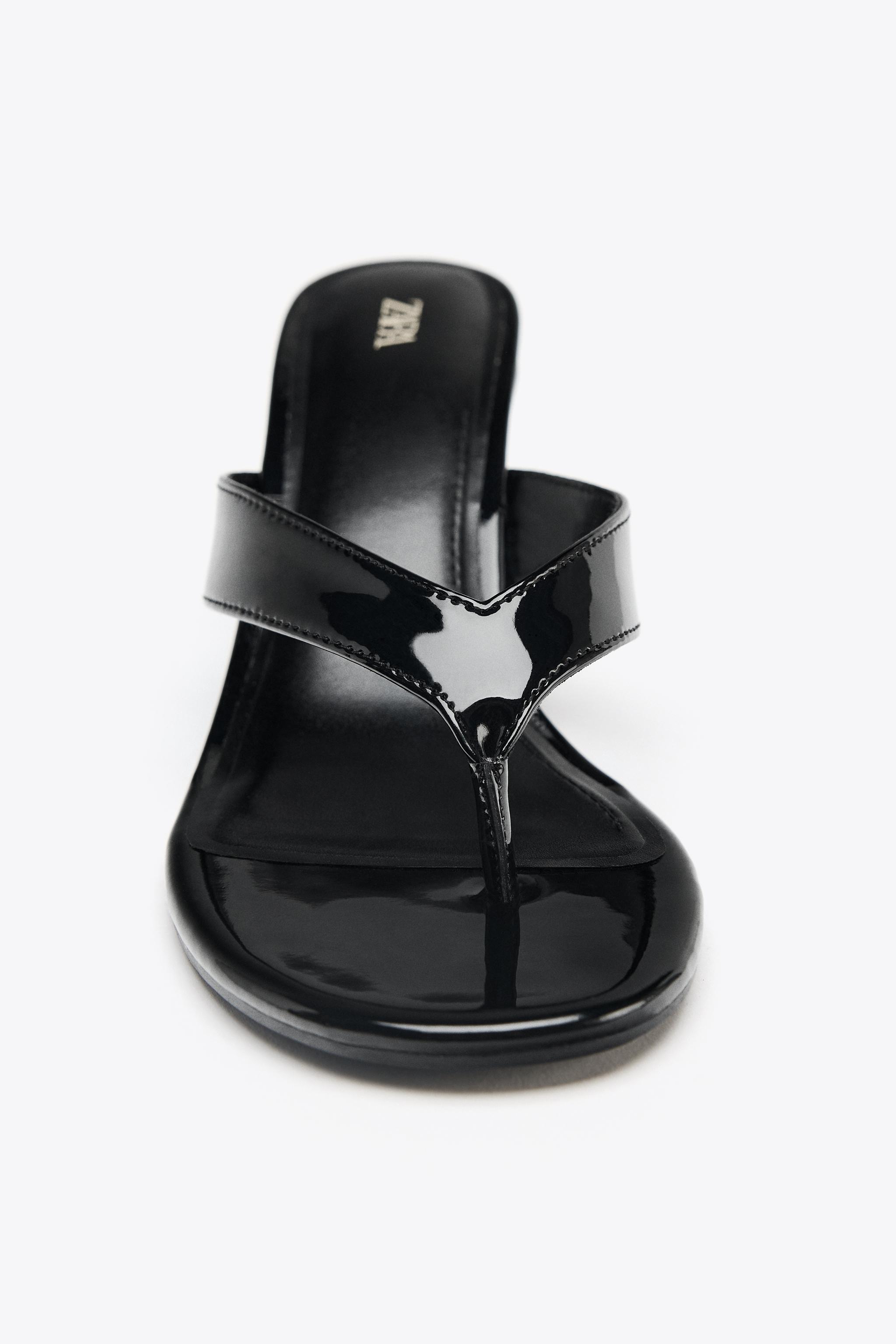 ★ZARA★ PATENT WEDGE SANDALS PATENT WEDGE SANDALS - Black | ZARA Canada