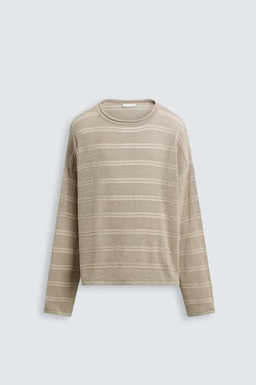 Zara TEXTURED SWEATER - Brown / Taupe