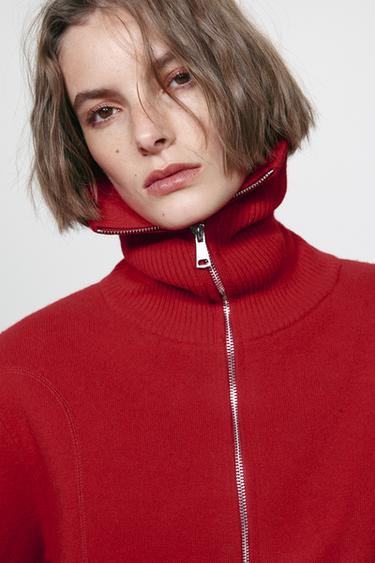 BLUSÃO BOMBER 96% LÃ COM FECHO DE CORRER - Vermelho da Zara