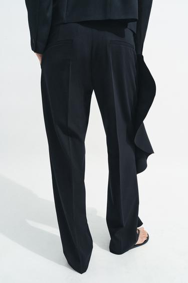 Zara RUFFLE PANTS ZW COLLECTION - Black