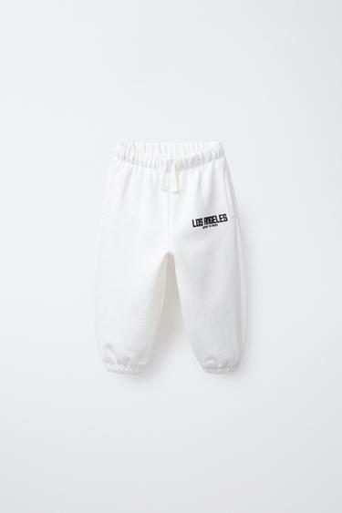 Zara RAISED TEXT JOGGING PANTS - Ice