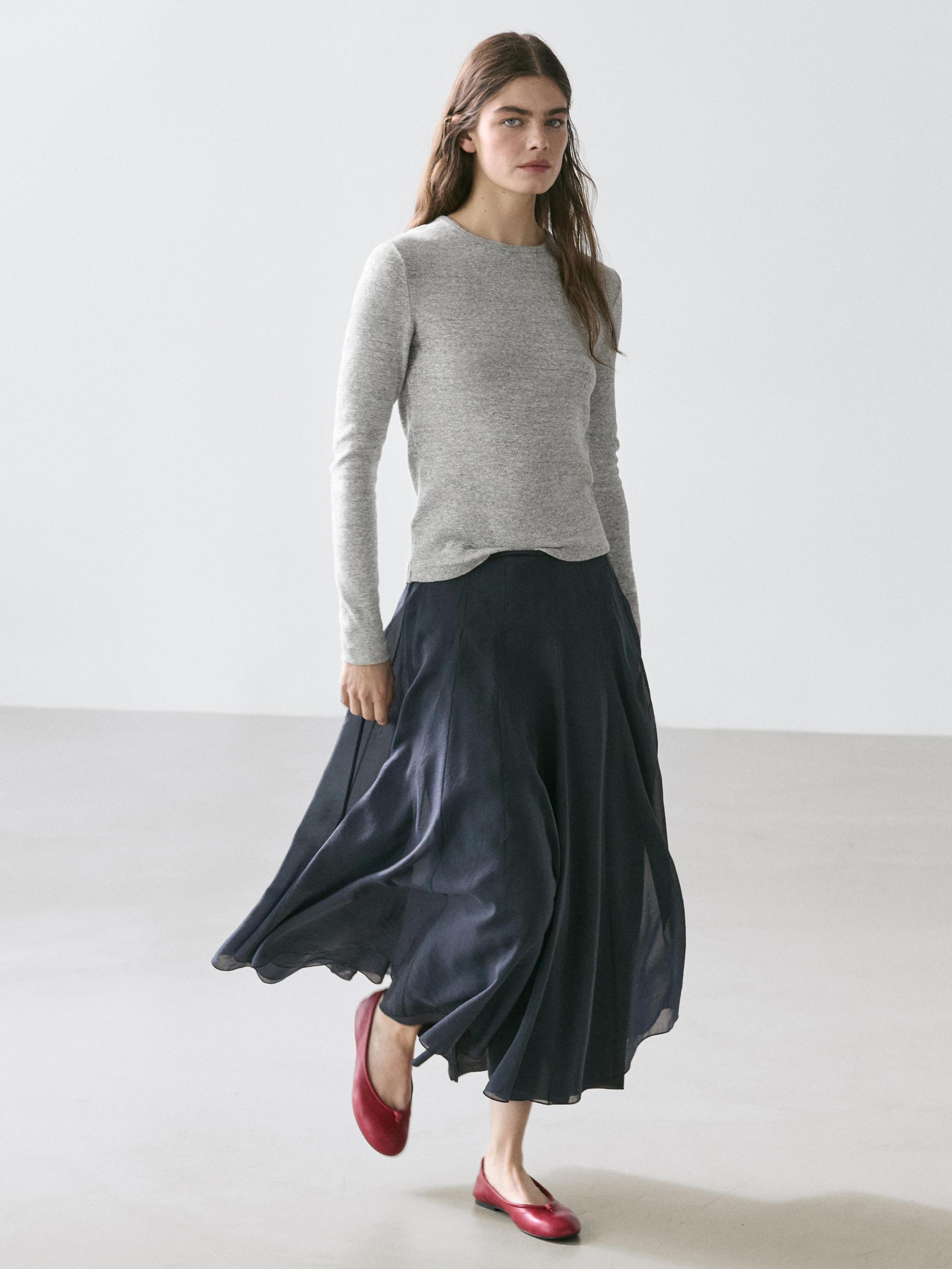 Long sleeve T-shirt with flecked detail
