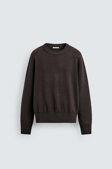 REGULAR FIT COTTON/LINEN JUMPER - Brown by Zara