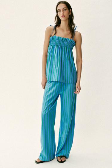 STRIPED PALAZZO TROUSERS - striped by Zara