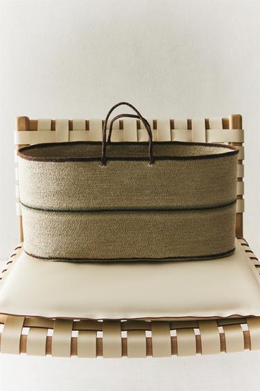 SEAGRASS BASKET WITH HANDLES - Light beige by Zara
