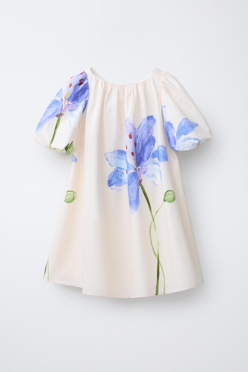 Zara - Floral Print Dress - Ecru - 13-14 Years (64,6 Inches) - Kids