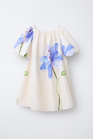 Zara 花卉印花洋裝 - 裸色