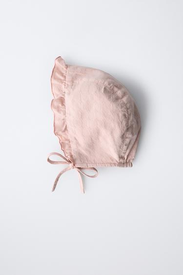 EMBROIDERED RUFFLE BONNET - Dusty pink by Zara - Image 2