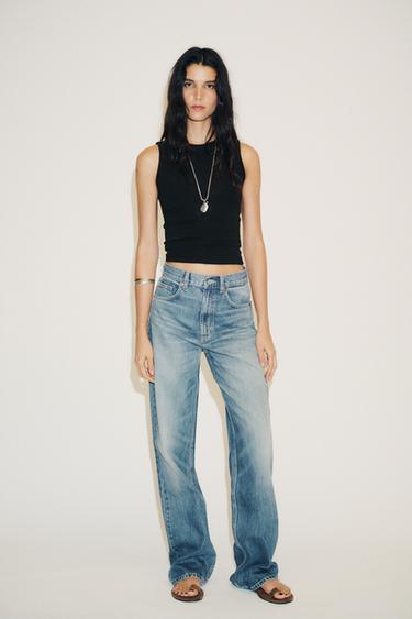TRF WIDE-LEG HIGH-WAIST FULL-LENGTH JEANS - Blue by Zara