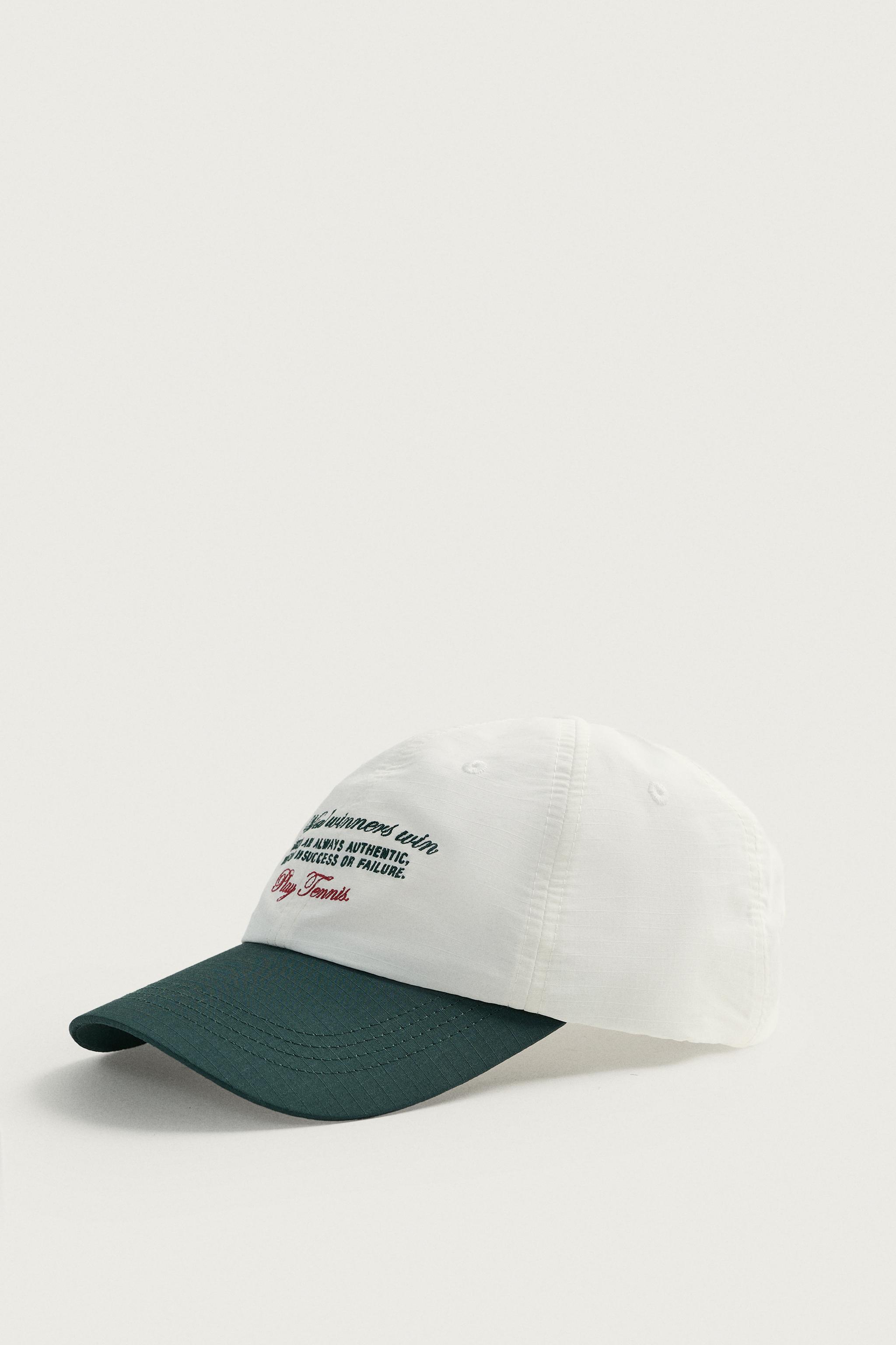 CONTRAST EMBROIDERED TEXT CAP — Ecru