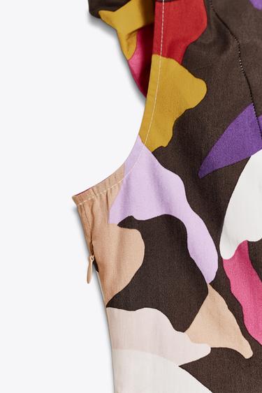 PRINTED POPLIN MIDI DRESS - Multicoloured by Zara - Image 9
