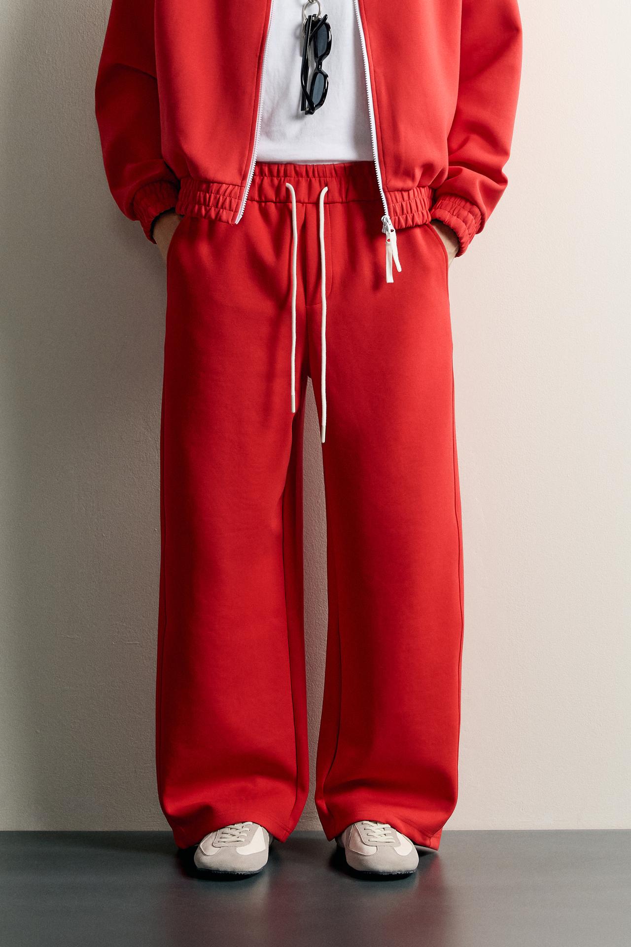 RELAXED FIT TRACK PANTS — Red