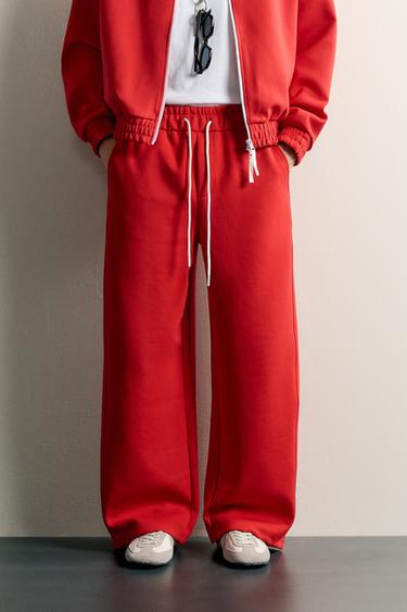 RELAXED FIT TRACK PANTS — Red 2