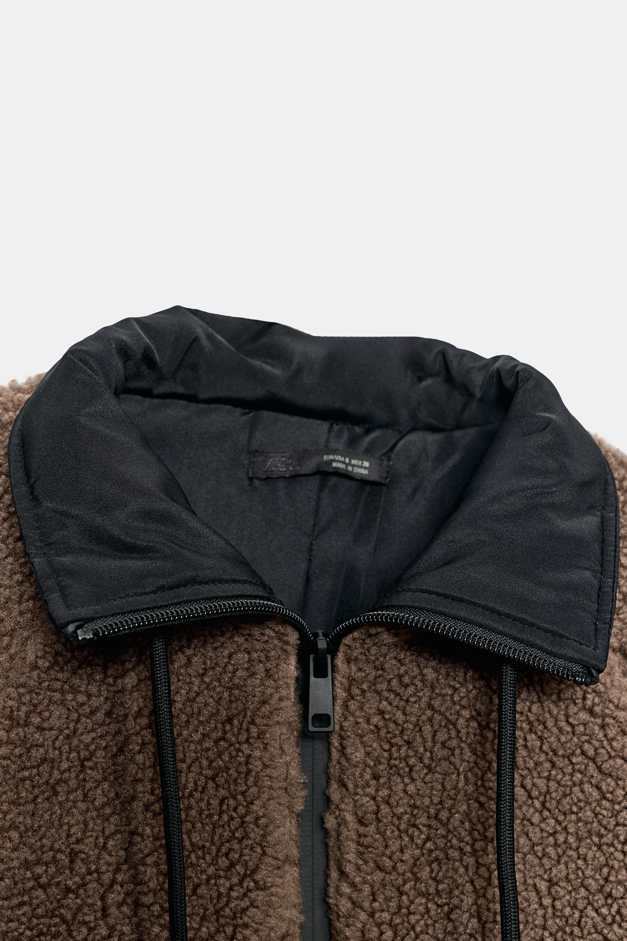 VESTE EFFET MOUTON À COL CONTRASTE