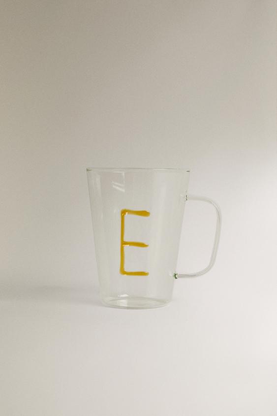 CANECA DE BOROSSILICATO COM INICIAL E - Mostarda da Zara - Imagem 0