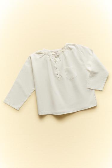CHEMISIER LARGE ENFANT COTON UNI - Blanc cassé de Zara - Image 6