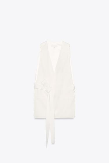 LONG WAISTCOAT WITH VENTS AND MULTI-POSITION BELT - Oyster-white by Zara - Image 5