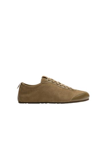 SKÓRZANE SNEAKERSY - Brązowy Zara