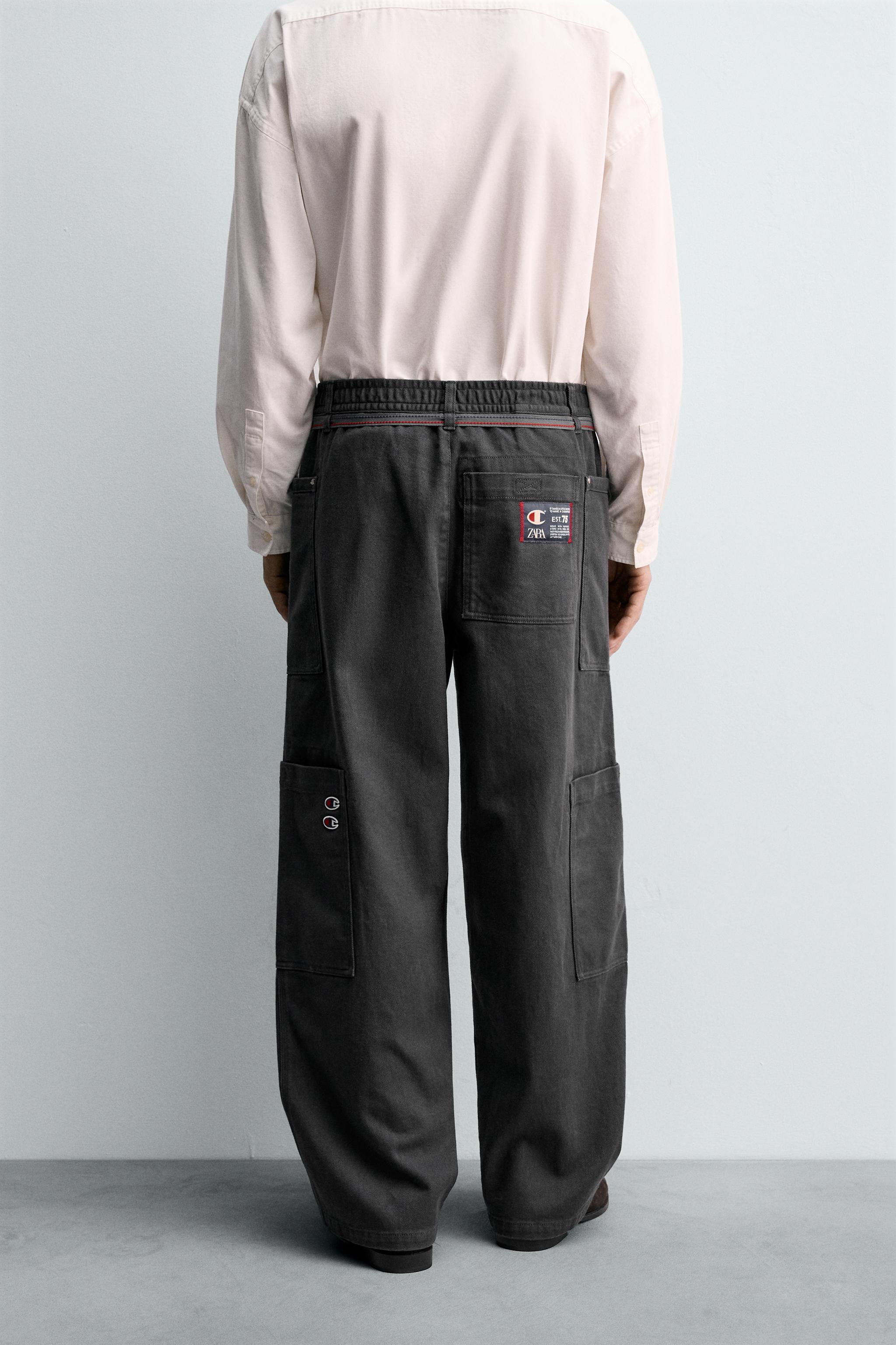 CHAMPION ® X ZARA DRAWSTRING CARGO PANTS - Anthracite Gray | ZARA
