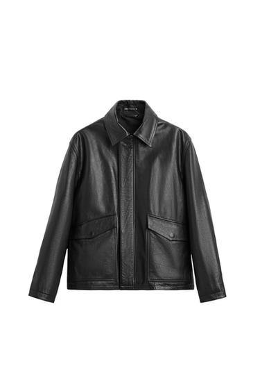 LEATHER PARKA WITH POCKETS