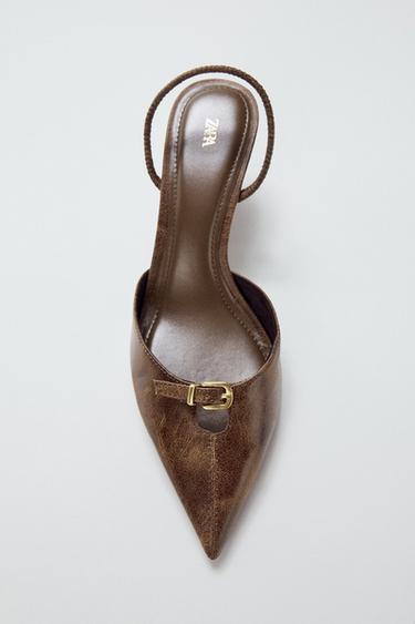 BUCKLED SLINGBACK SHOES - Brown by Zara