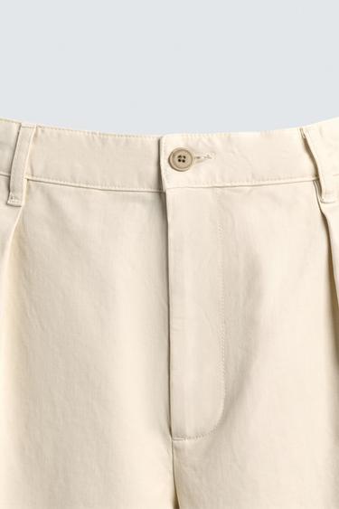PANTALON COUPE DÉCONTRACTÉE À PLIS - Blanc cassé de Zara - Image 7