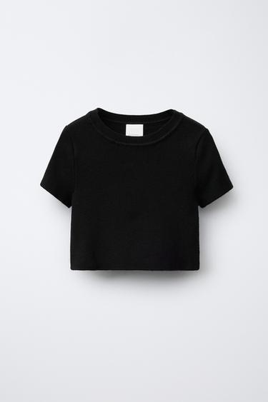 TOP PUNTO CROPPED - Negro de Zara