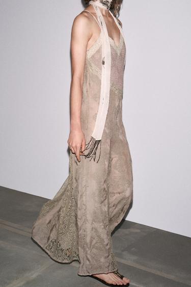 EMBROIDERED LACE DRESS - Grey by Zara - Image 3