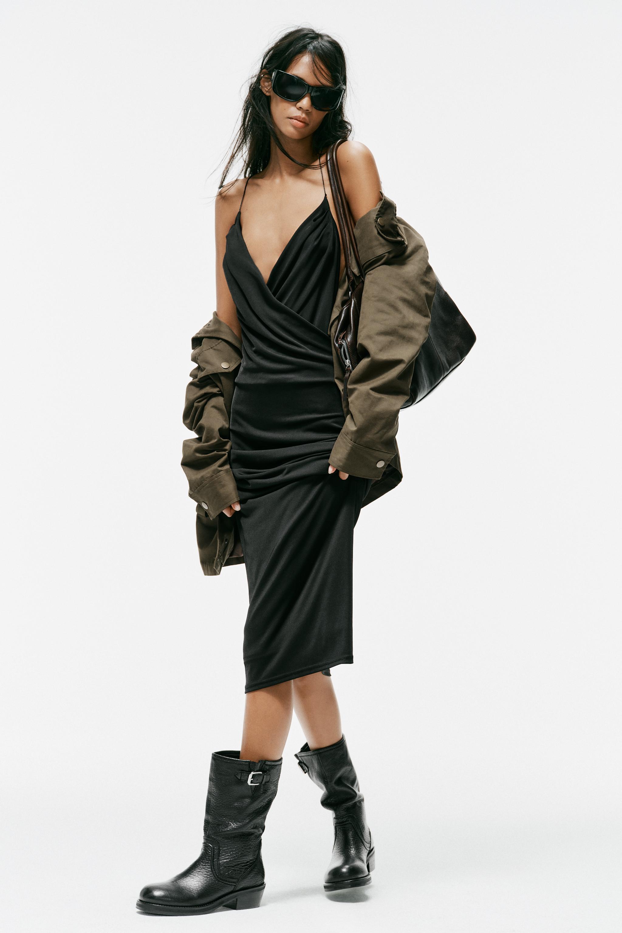 ROBE MI-LONGUE CROISÉE BRETELLES