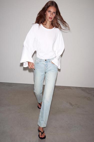 جينز Z1975 بخصر منخفض وقصة مستقيمة - أزرق فاتح الخاص بـ Zara