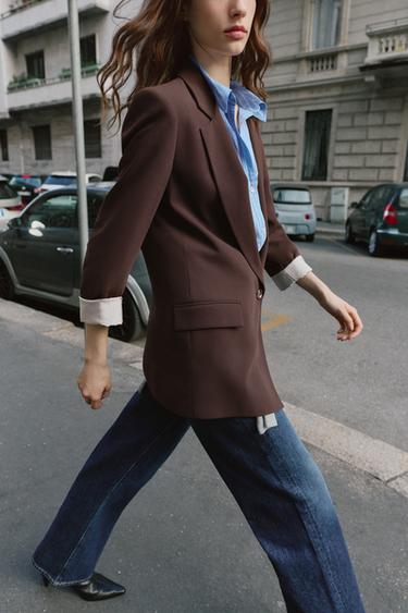 VESTE POIGNETS IMPRIMÉS - Marron de Zara - Image 2