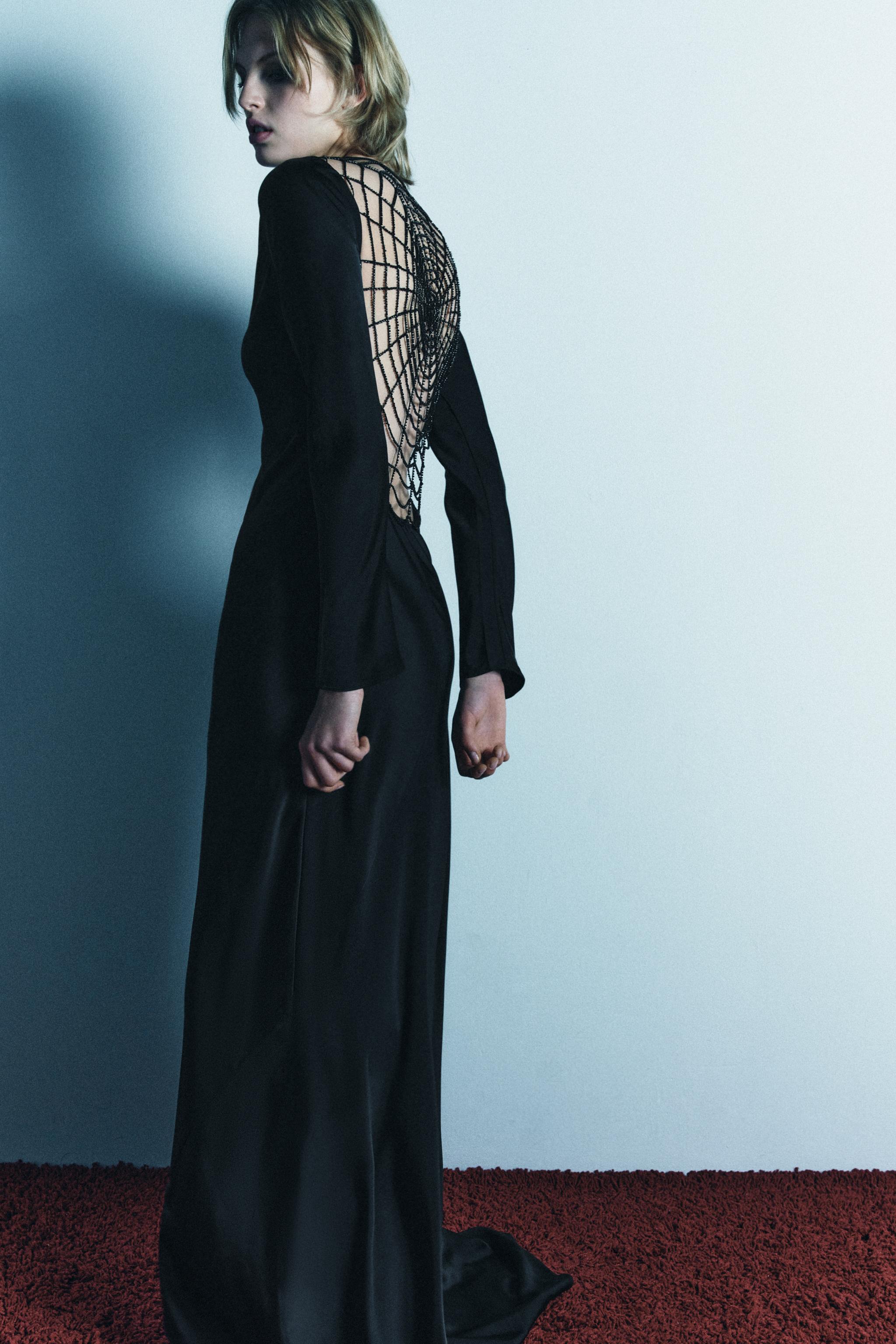 LIMITED EDITION SATIN EFFECT SPIDERWEB BACK DRESS