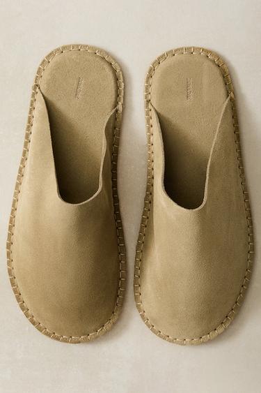 CHAUSSONS CUIR SURPIQÛRE - Beige clair de Zara - Image 6
