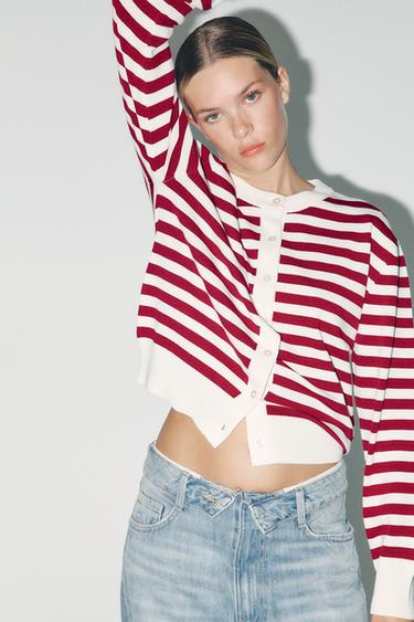 CHAQUETA PUNTO RAYAS - Raya Roja de Zara