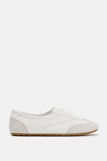 Zara FLAT COMBINED DERBY SHOES - White