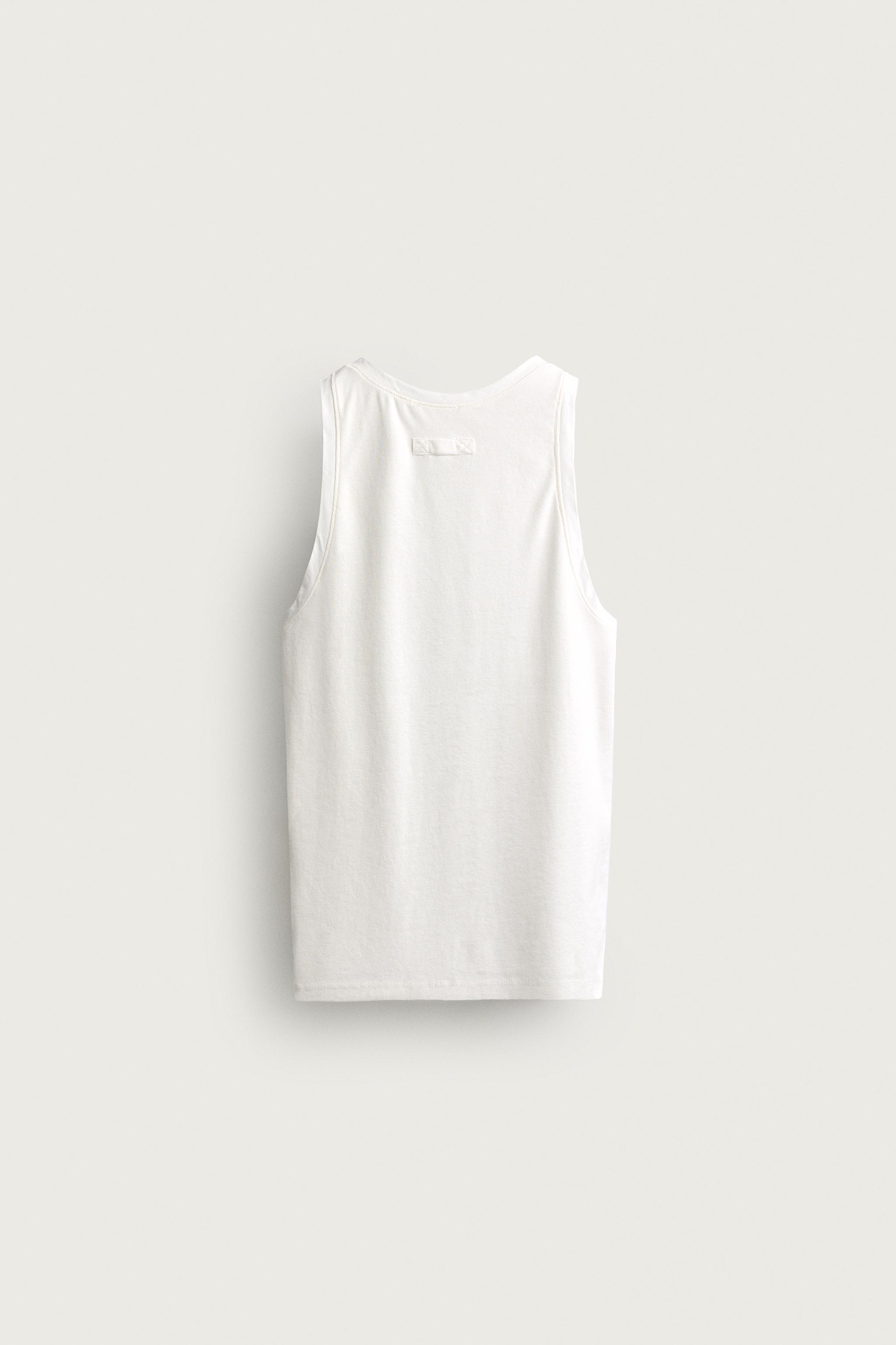 Мужские топы Zara RIB TANK TOP WITH MATCHING TRIM — фото 8
